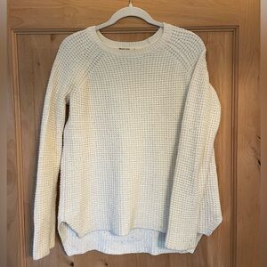 Marine Layer Cream Waffle-Knit Crew Sweater